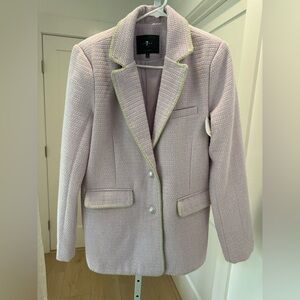 NWOT 7 For All Mankind Lilac Tweed Blazer with Green Stitching - size Large